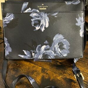 Kate Spade Black and Blue Floral Crossbody Bag